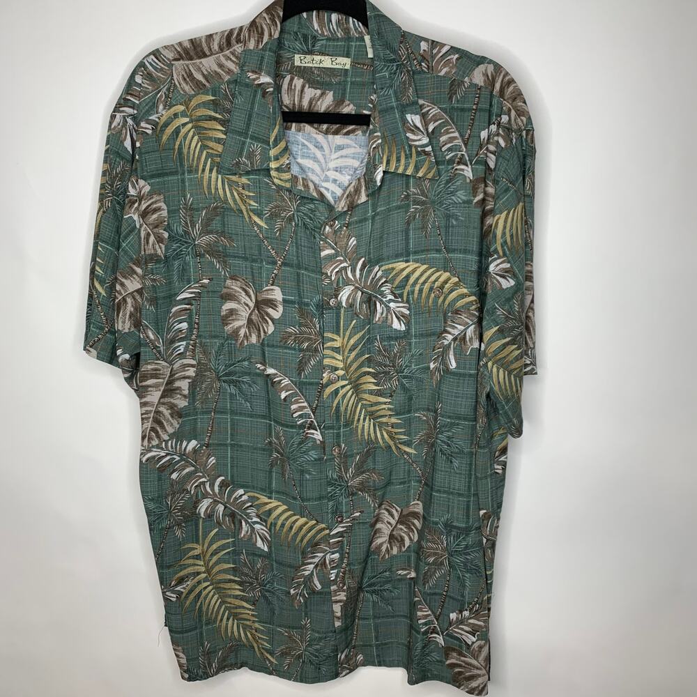 Batik Bay Green Tropical Hawaiian Shirt Sz XXL